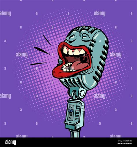 Microphone Radio Concert Podcast Music Show Pop Art Retro Vector