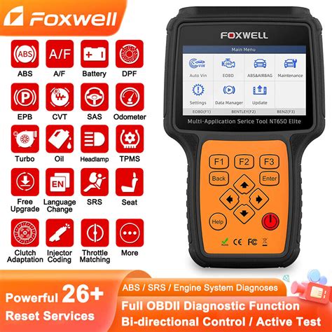 Foxwell Nt Elite Car Obd Diagnostic Scanner Abs Srs Tpms Dpf Bms