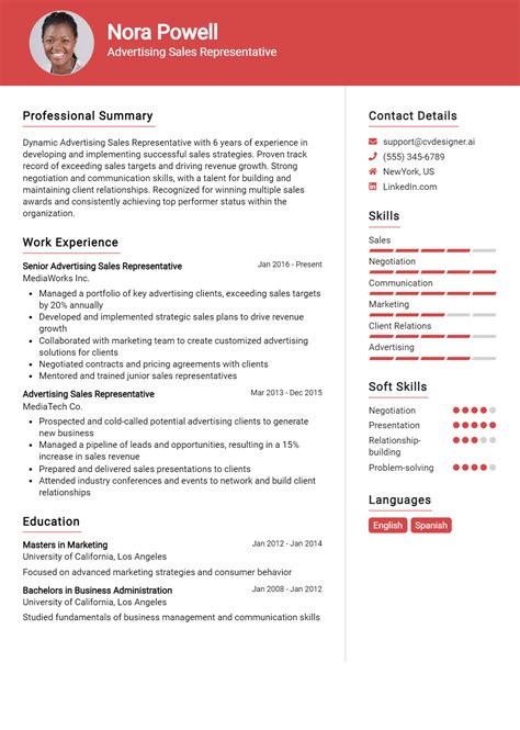 Advertising Sales Representative Resume Example For Best Writing