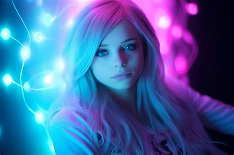 Premium Photo Neon Infused Fantasy Dreamy Girl Sweet Girl