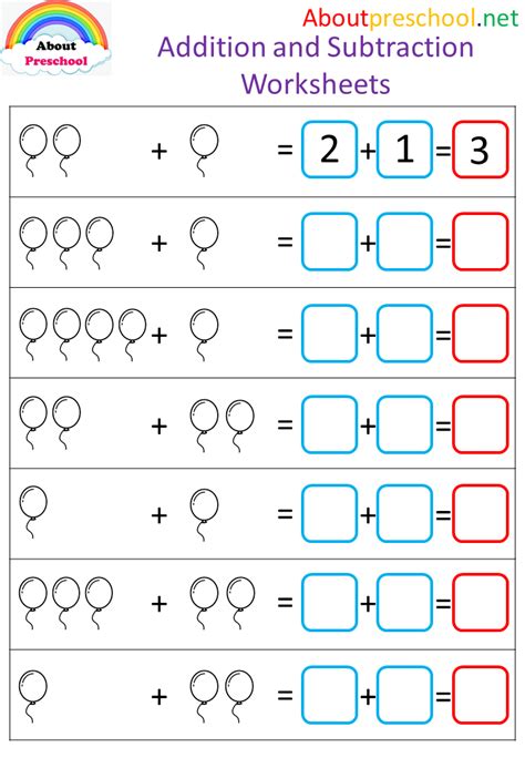 Math Worksheets For Kindergarten Addition And Subtraction