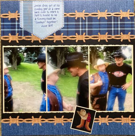 Creative Memories Denim Blues Cowboy Scrapbook Layouts Vacation