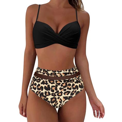 Szxzygs Swimsuit Women Two Piece Brown Women High Waisted Bikini Sexy