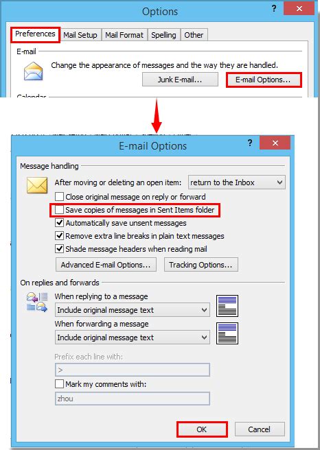 How To Move Sent Messages To A Specified Folder In Outlook