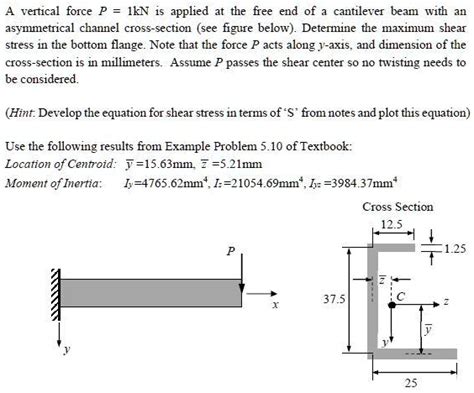 Solved A Vertical Force P Kn Is Applied At The Free End Of A