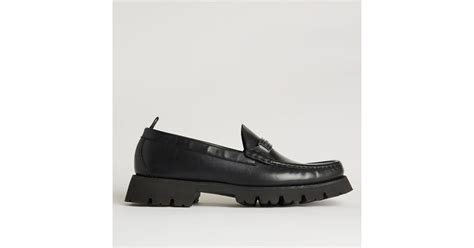 Karl Lagerfeld Mokassino Lug Leather Loafers In Black For Men Lyst