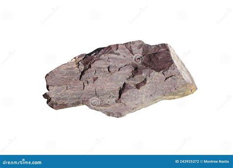 Red Rhyolite Extrusive Igneous Rock Isolated On White Background Stock