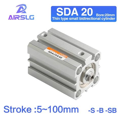 AIRTAC Type Air Pneumatic Cylinder SDA Double Acting Compact Cylinder