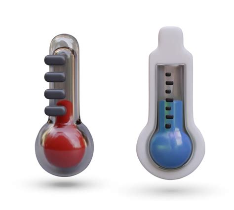 Premium Vector Set Of Glass Thermometers Of Different Colors And Type High And Low Temperature