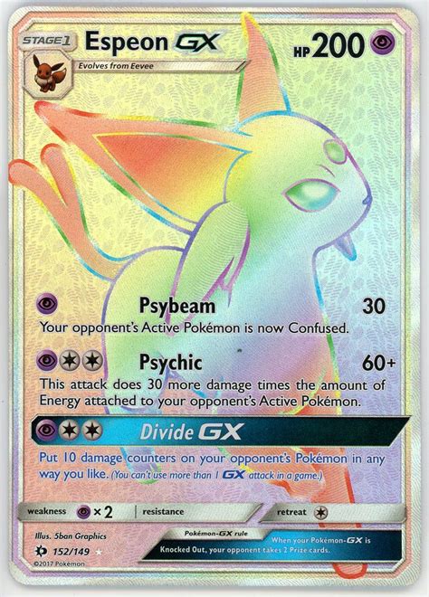 Pokemon Espeon GX Rainbow Secret Rare Sun Moon 152 149 Froggers