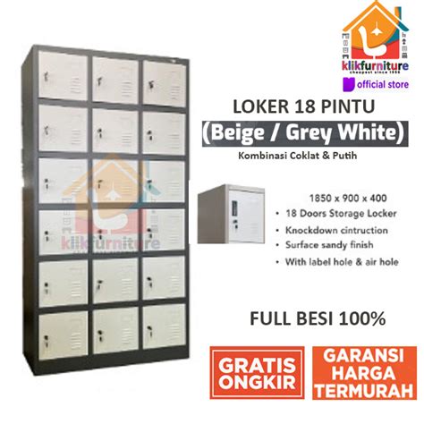 Lemari Loker Locker Cabinet Pintu Besi 18 Pintu ACELO 18 Coklat