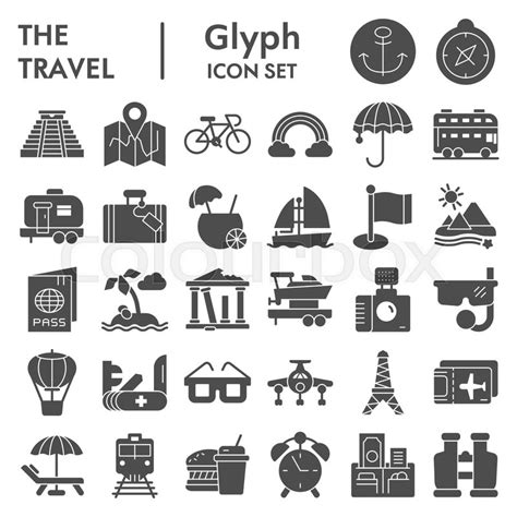 Travel Glyph Icon Set Tourism Symbols Stock Vector Colourbox