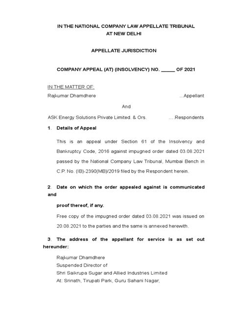 Nclat Appeal Resolution Plan Pdf Bankruptcy Appeal