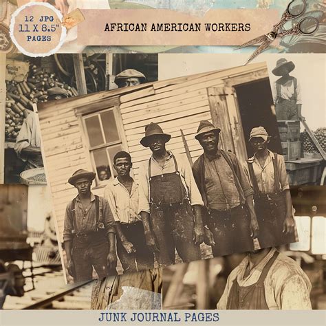 African American Workers Junk Journal Pages, Digital Scrapbook Paper