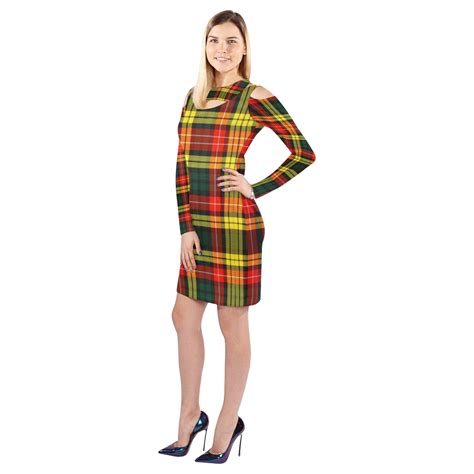 Buchanan Tartan Cold Shoulder Long Sleeve Dress Model D37 Id D1770861