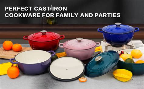 Amazon.com: Flavehc Dutch Oven Pot with Lid 4.8 qt Purple Enameled Cast