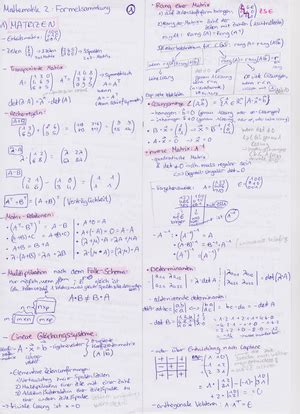 Formel Sammlung Mathe 2 Mathematik 2 Studocu