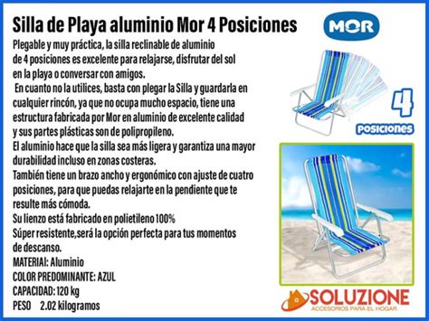 Reposera Mor 4 Posiciones Aluminio Playa Silla Camping Envío gratis