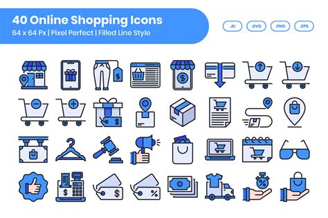 Online Shopping Icons Filled Line Graphic By Kmgdesignid