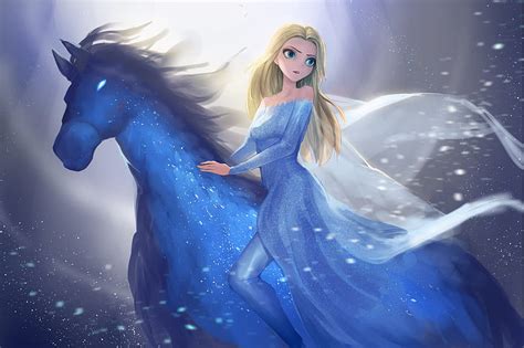 Elsa Snow Queen Frozen 2 Horse Luminos Movie Fantasy Water Girl