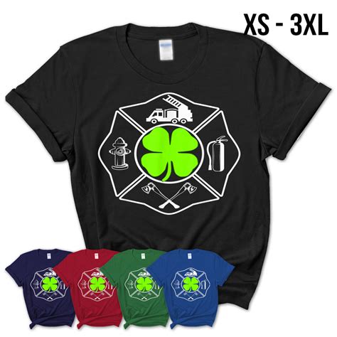 Four Leaf Clover St Patricks Day Irish Firefighter T T Shirt