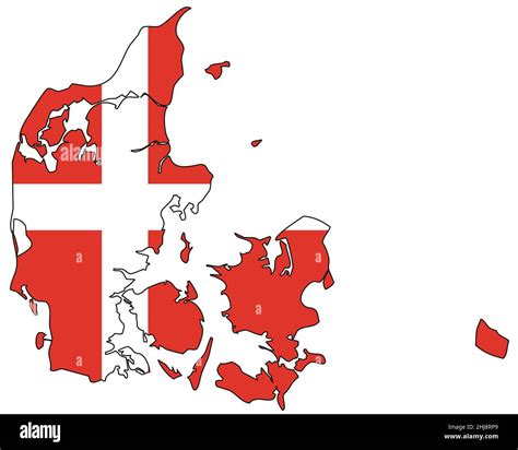 Denmark Map With Flag Outline Of A State With A National Flag Stock