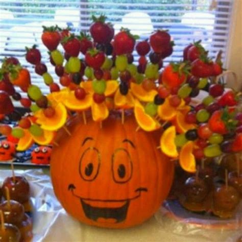 Pumpkin Head Fruit Kabobs Halloween Party Kids Halloween Snacks For