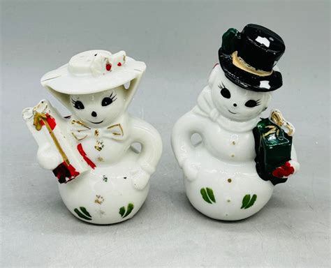 Vintage Snowmen Salt And Pepper Shakers Sold In Sets Or Individually Etsy