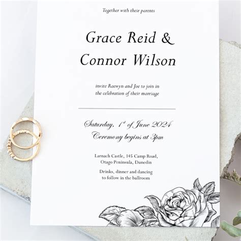 Engraved Roses Wedding Invitations Be My Guest Design