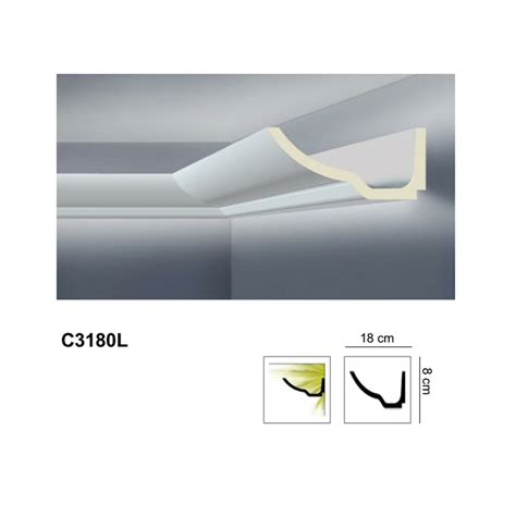 Profilo Cornice Porta Led Per Soffitto Di Poliuretano Cm 18