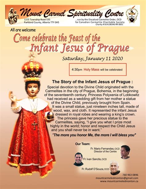 Feast Of The Infant Jesus Of Prague Jan Mount Carmel