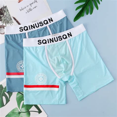 Men S Underwear Ice Silk Boxing Shorts Breathable Soft And Sexy Lingerie Men S Boxer Long