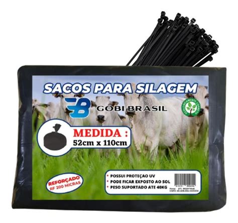 Saco para Silagem 200 Micras 100 Uni 100 Abraçadeiras GOBI BRASIL