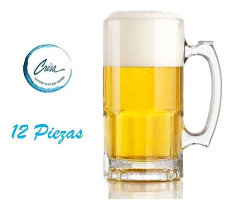 12 Mega Tarros Cerveceros De Vidrio Crisa 1 Lt Vaso Cerveza Meses Sin