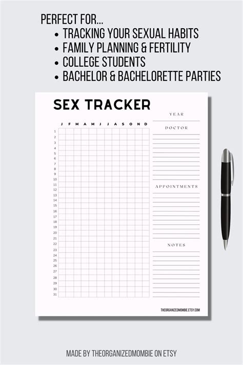 Sex Tracker Instant Download Couples Sex Printable Tracker Printable