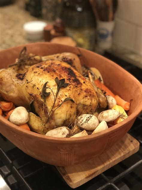 Roast Chicken In A Clay Baker Lemony Thyme