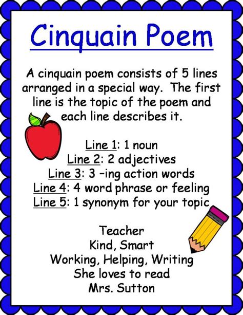 55 Unique Cinquain Poems for Kids - Poems Ideas