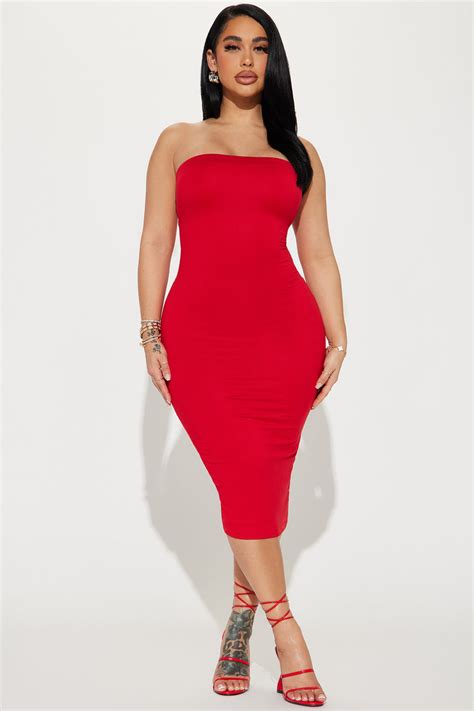 Dare You Double Lined Midi Dress Red Fashion Nova Dresses