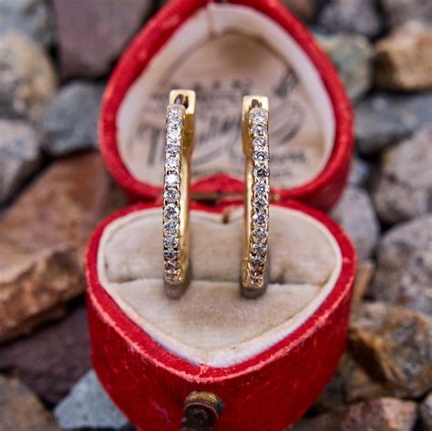 Locking Diamond Hoop Earrings Yellow Gold