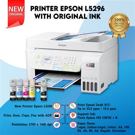 Jual Printer Epson L5290 L5296 Print Copy Scan F4 Fax Adf Wifi All In One L5290 Compatible