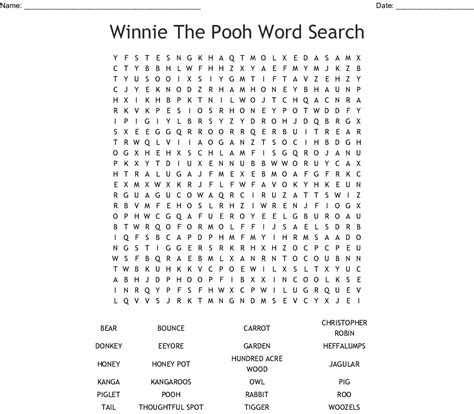 Winnie The Pooh Word Search Printables Word Search Printable