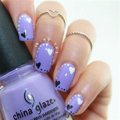 Purple Hearts Valentine Design Purple Nail Designs Nail Polish Designs