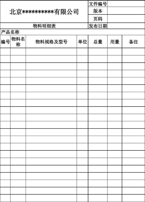 物料明细表bomword文档在线阅读与下载无忧文档