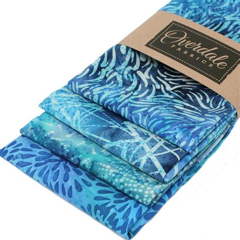 4 Fat Quarters Batik Bundle Turquoise Blue Overdale Fabrics