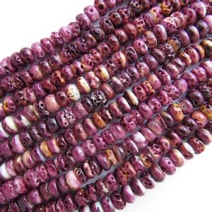 Purple Spiny Oyster BEADS 6mm Rondelles Natural SHELL Quality Bead