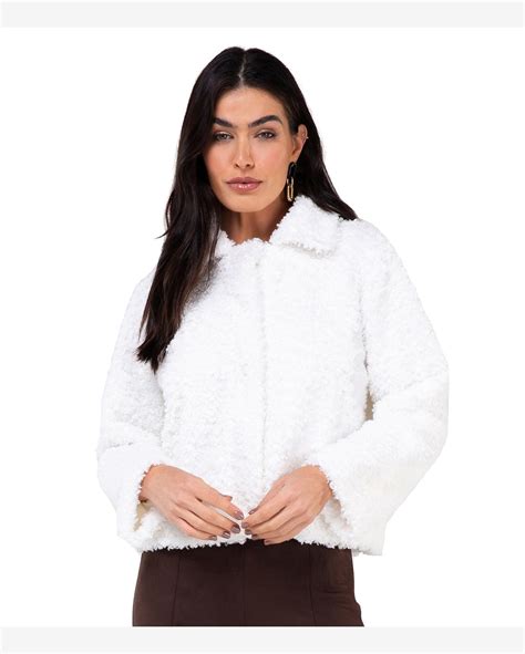 Riachuelo Casaco Teddy Alpaca Feminino Endless Off White