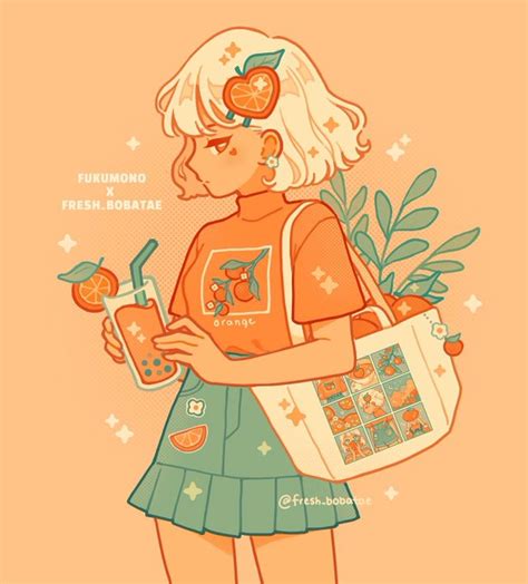 Emily 🍊🧡 Freshbobatae Twitter Cartoon Art Styles Orange Art Kawaii Drawings