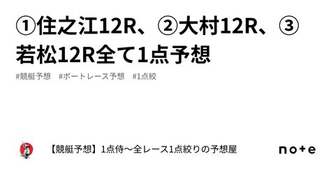 ⚔️①住之江12r、②大村12r、③若松12r⚔️全て1点予想⚔️｜【競艇予想】1点侍～全レース1点絞りの予想屋