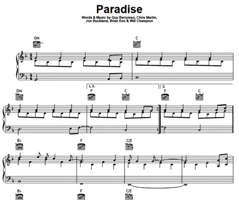 Coldplay - Paradise Free Sheet Music PDF for Piano | The Piano Notes