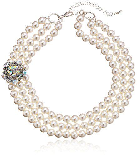 Simulated Pearl 3 Row Necklace